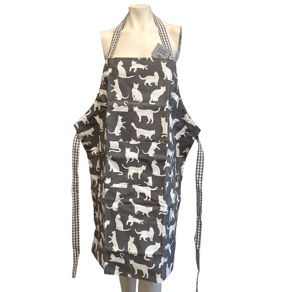 Apron Full Chef Cats Kittens Gray White NWT